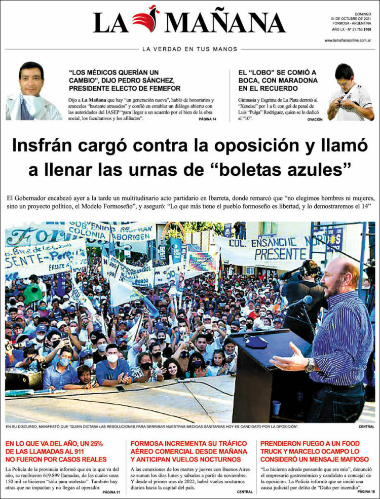 Portada de Diario La Mañana (Argentina)
