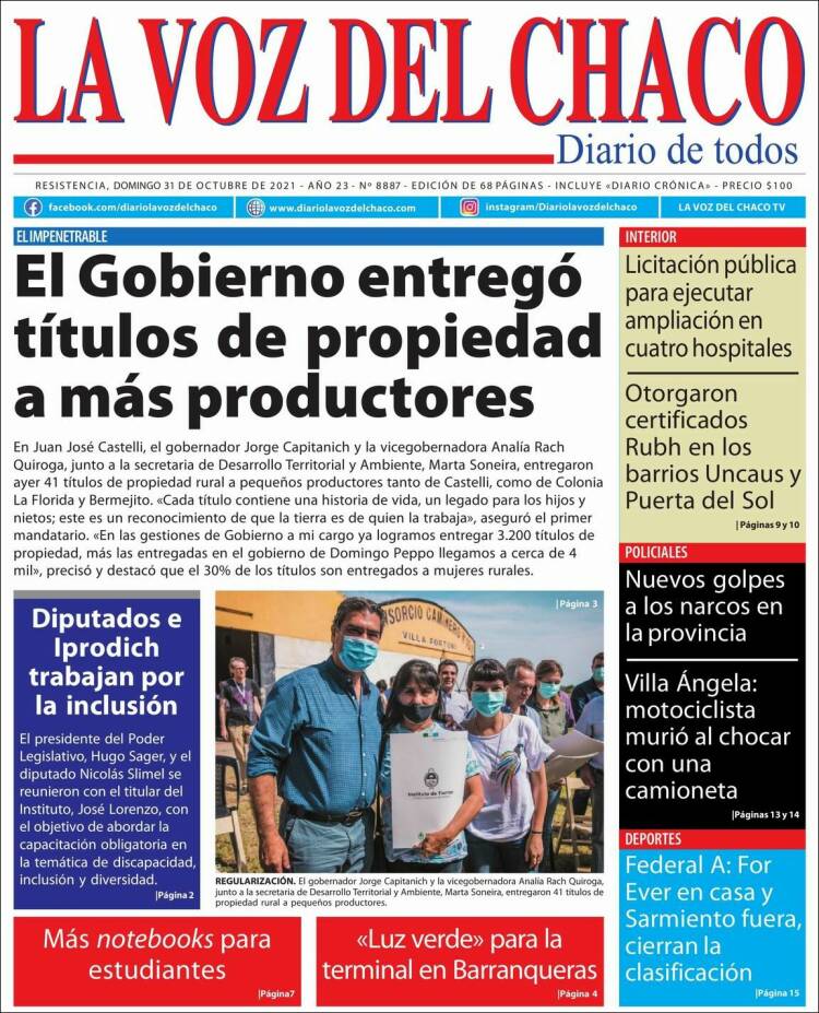 Portada de La Voz del Chaco (Argentina)