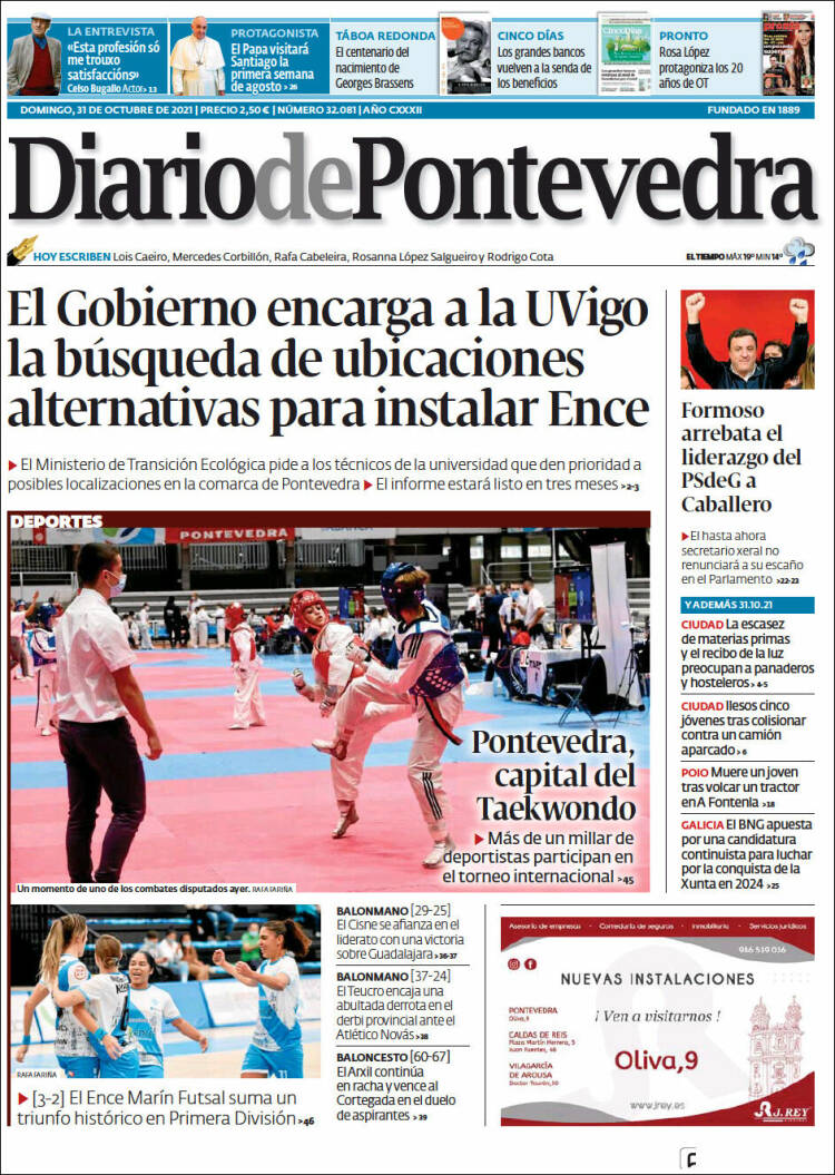 Portada de Diario de Pontevedra (España)