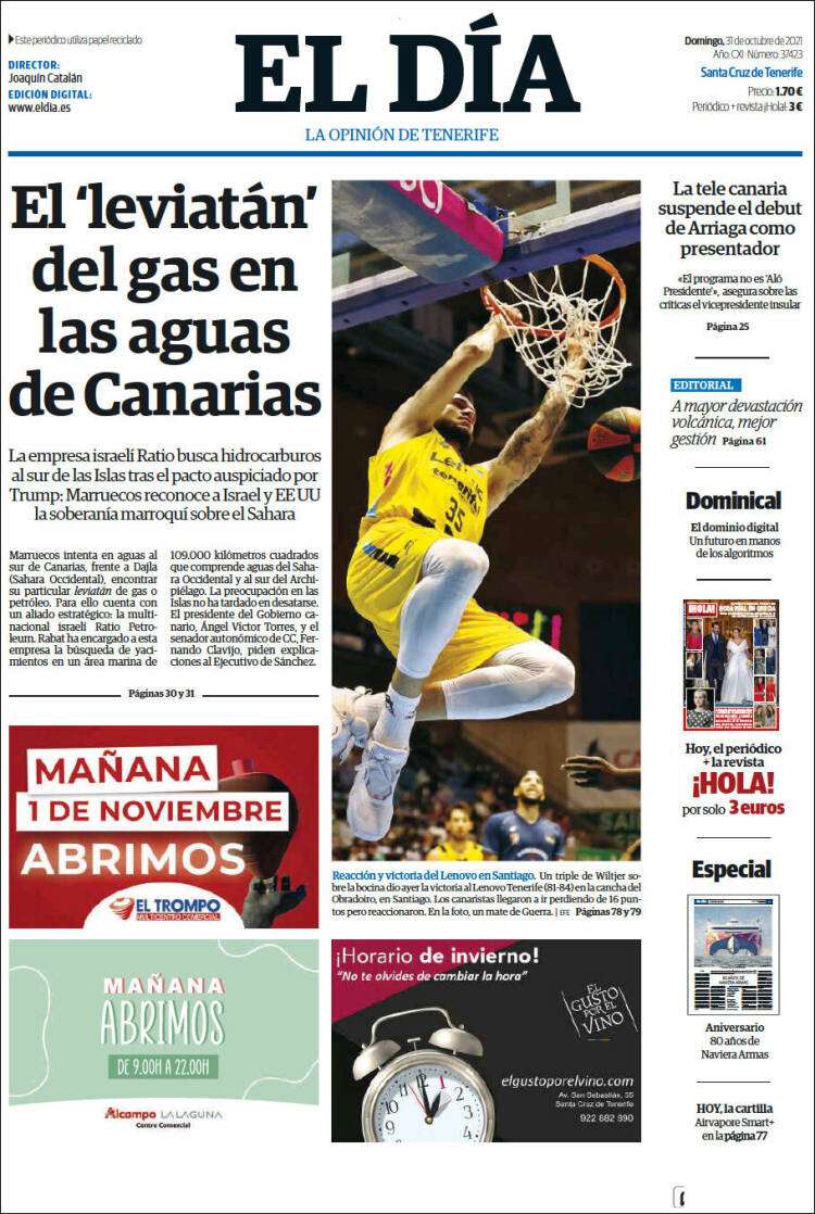 Portada de El Día (España)