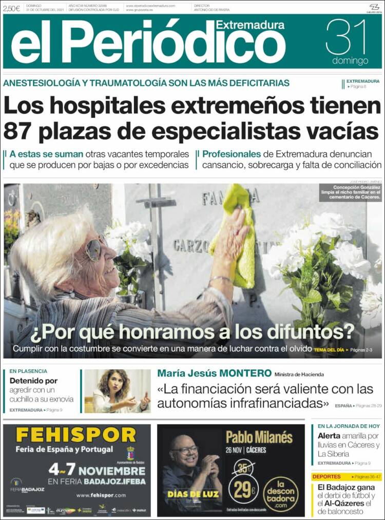 Portada de El Periódico de Extremadura (España)