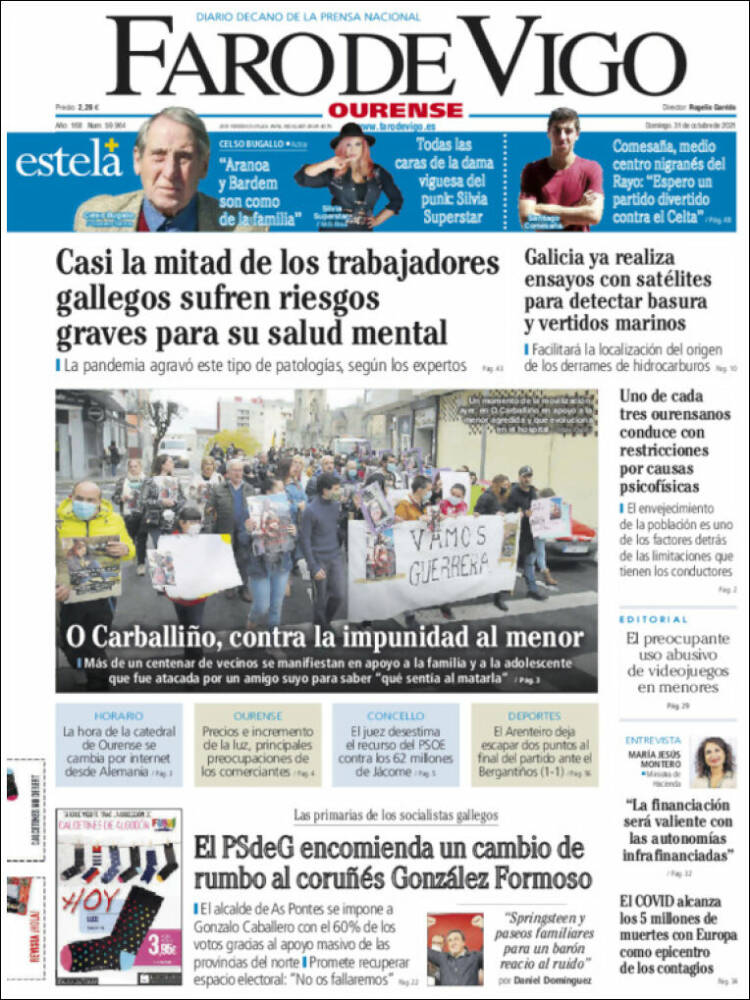 Portada de El Faro de Vigo - Ourense (España)