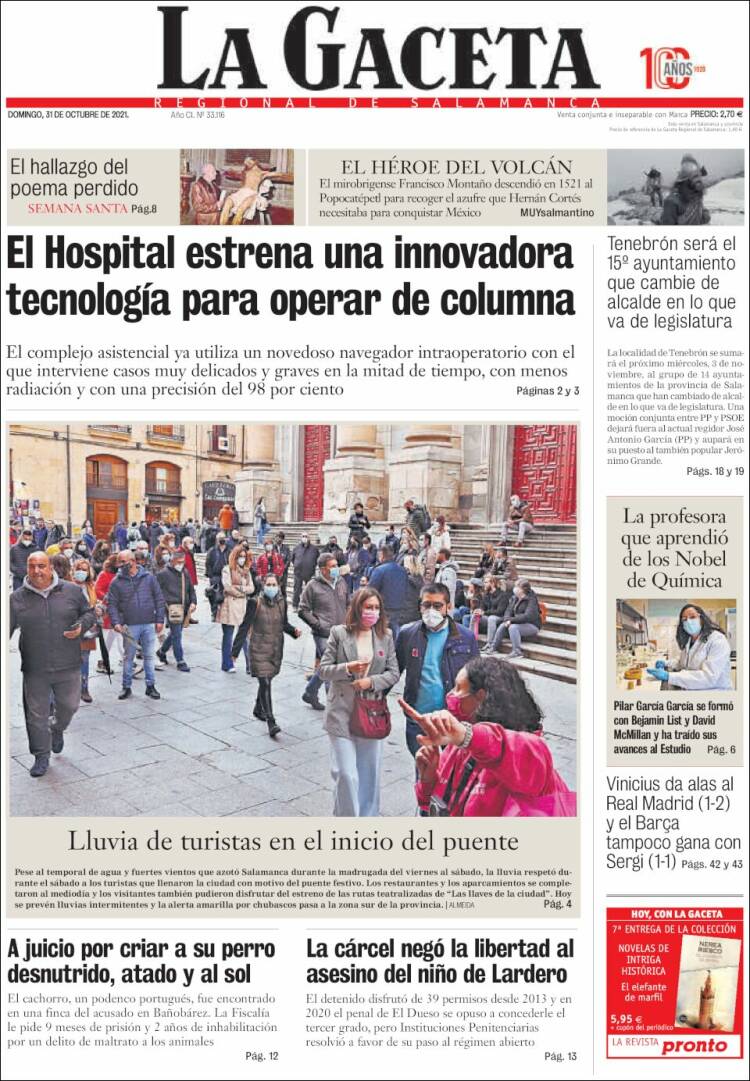 Portada de La Gaceta de Salamanca (España)