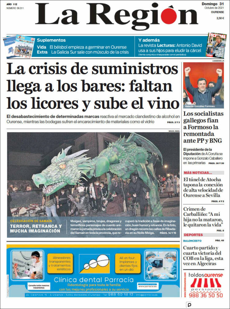 Portada de La Región de Ourense (España)