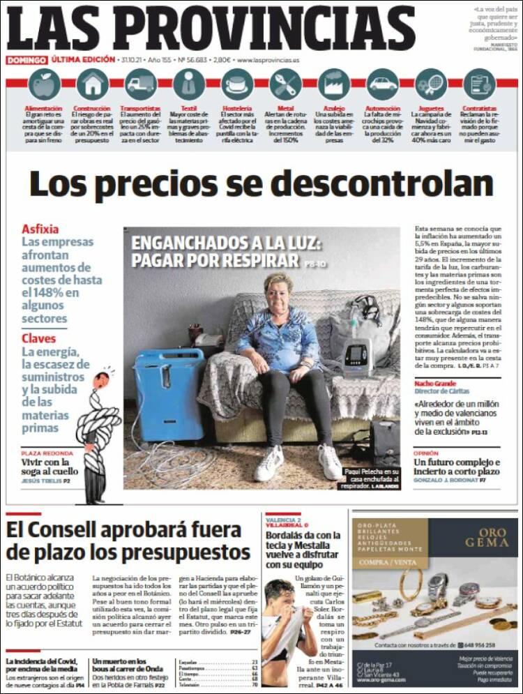 Portada de Las Provincias (España)