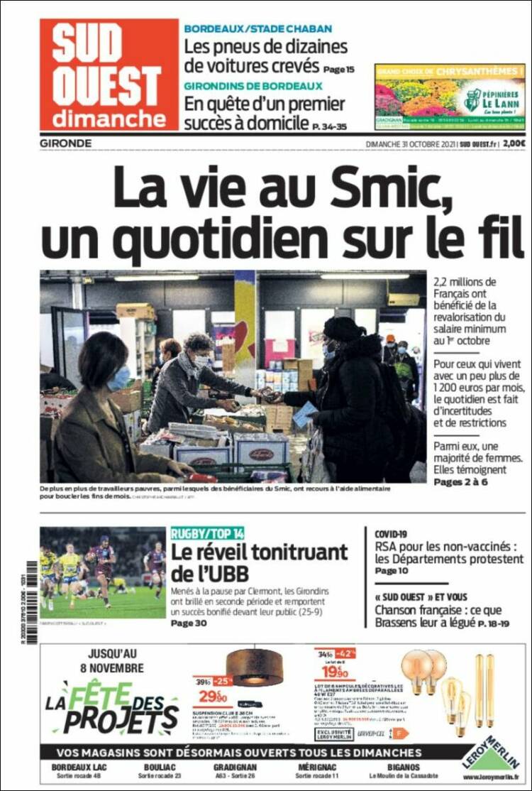 Portada de Sud Ouest (Francia)
