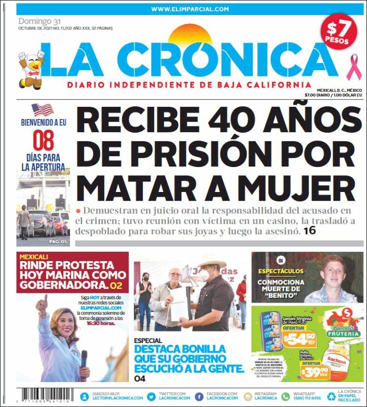 Portada de La Crónica de Baja California (México)