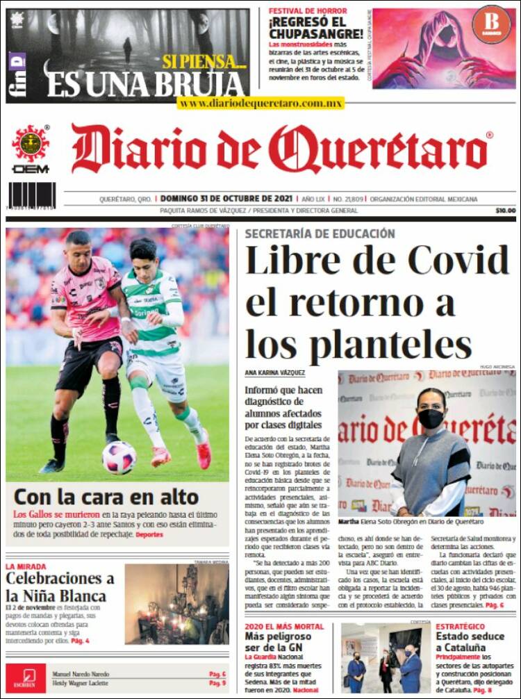 Portada de Diario de Querétaro (Mexique)