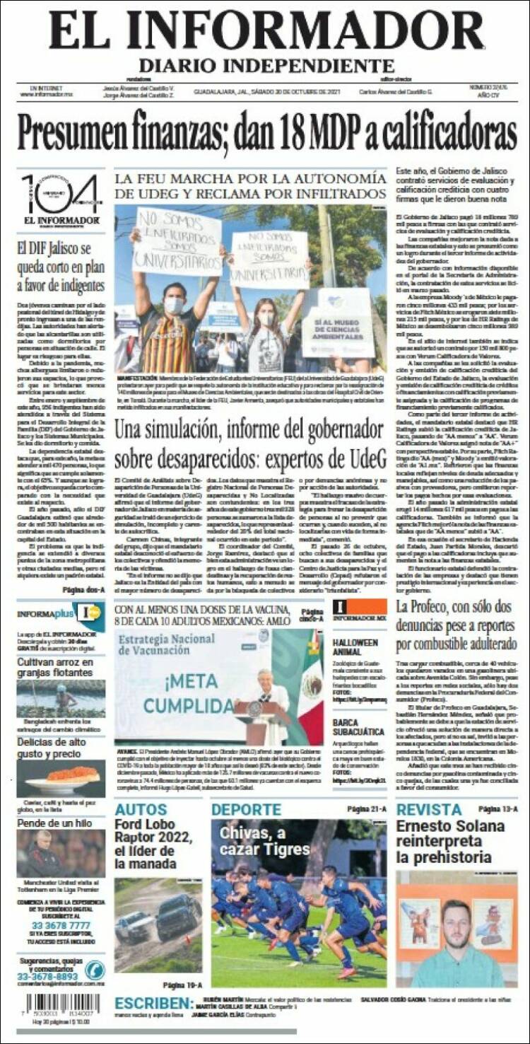 Portada de El Informador (Mexique)