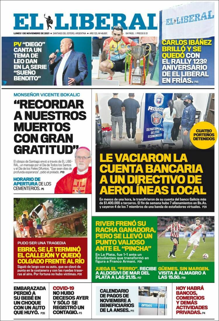 Portada de Diario El Liberal (Argentina)