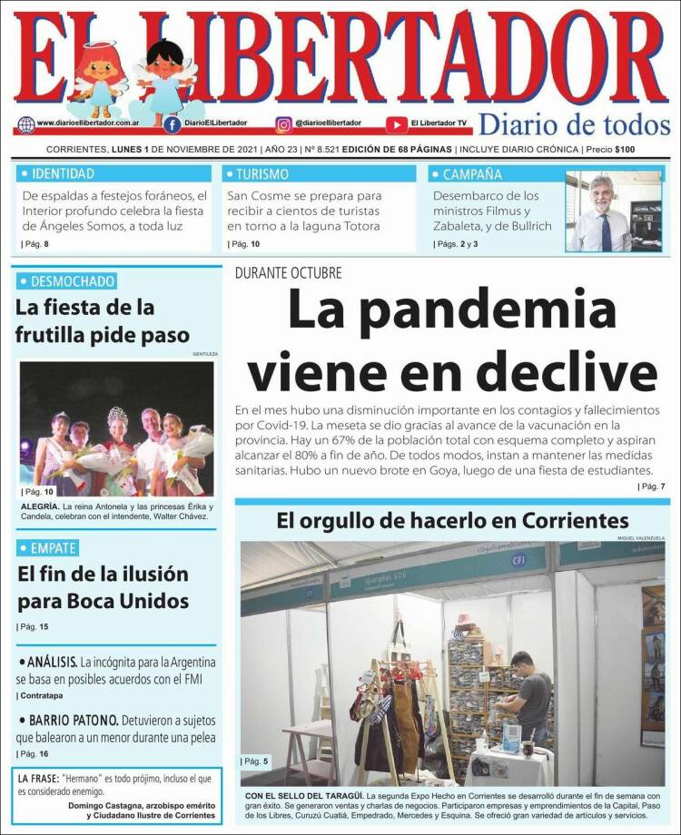 Portada de Diario El Libertador (Argentine)