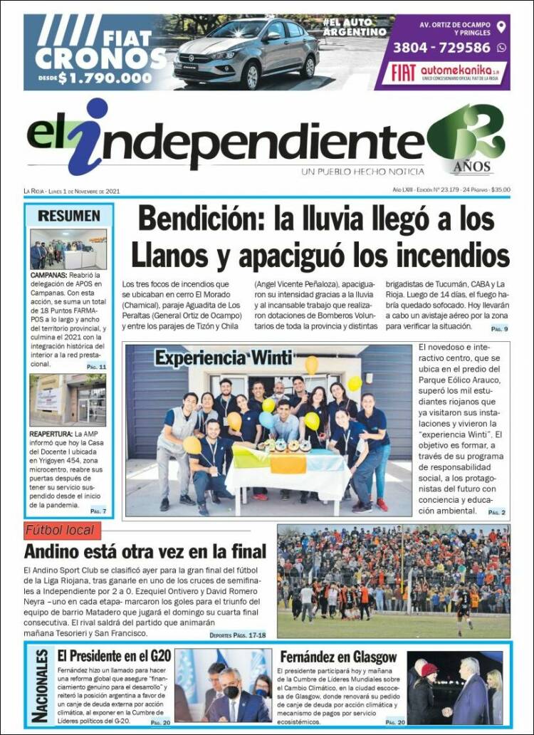Portada de El Independiente (Argentine)