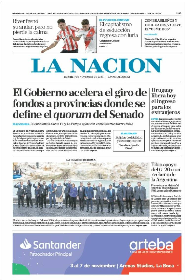 Portada de La Nación (Argentine)