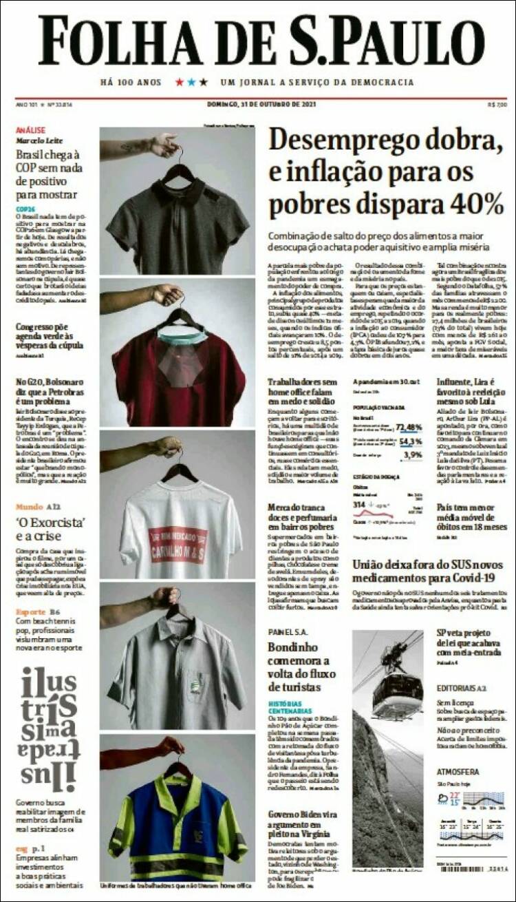 Portada de Folha de São Paulo (Brasil)