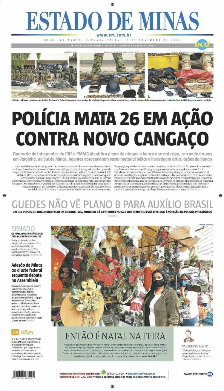 Portada de Jornal Estado de Minas (Brasil)