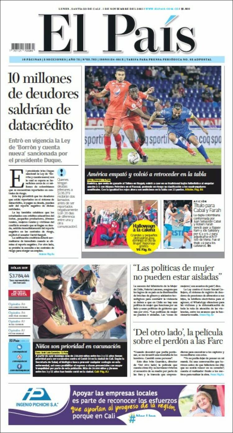 Portada de El País - Cali (Colombia)