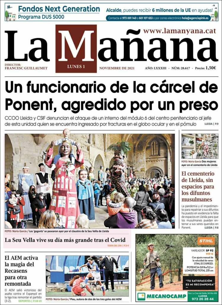 Portada de La Mañana - Diari de Ponent (Spain)
