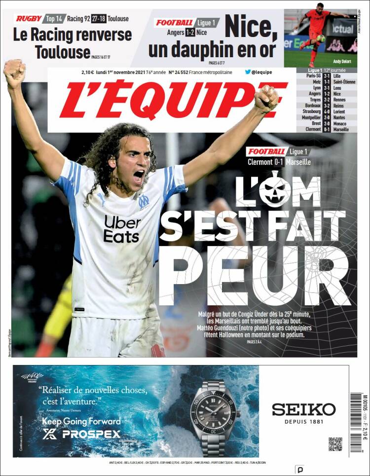 Portada de L'Equipe (Francia)