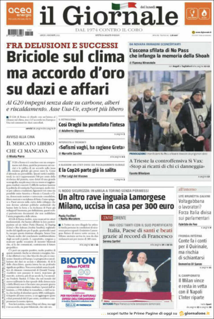 Portada de il Giornale (Italia)