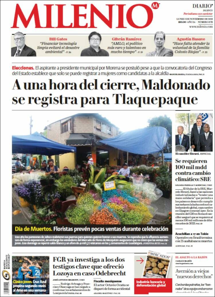 Portada de Milenio - Jalisco (México)