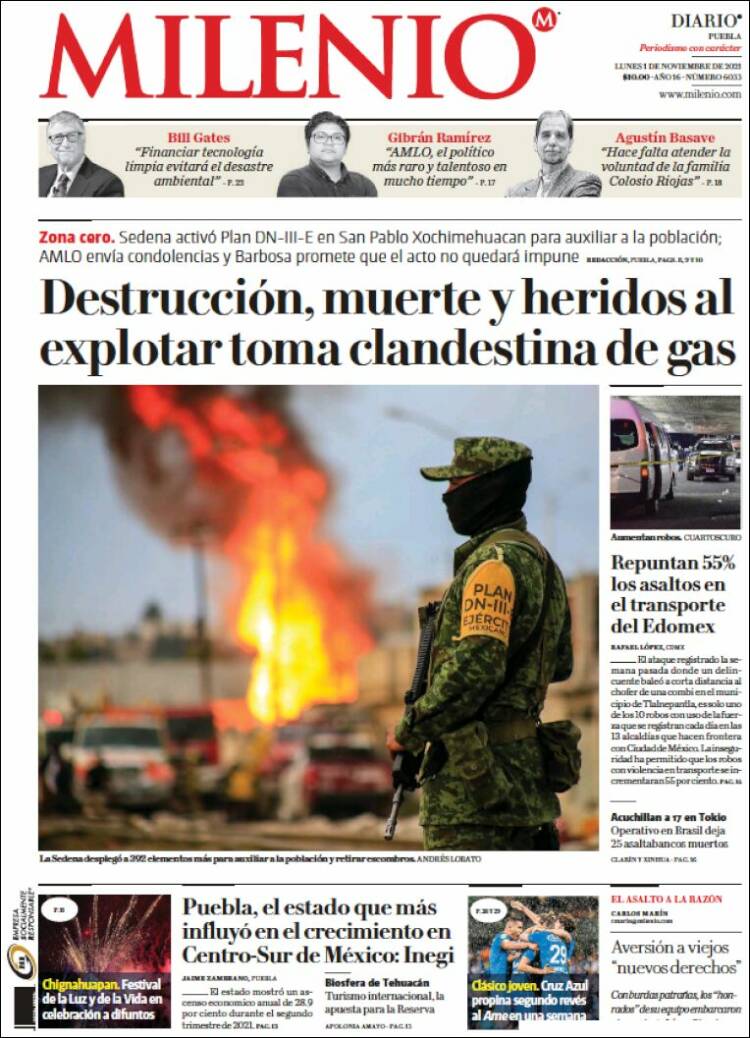 Portada de Milenio de Puebla (México)