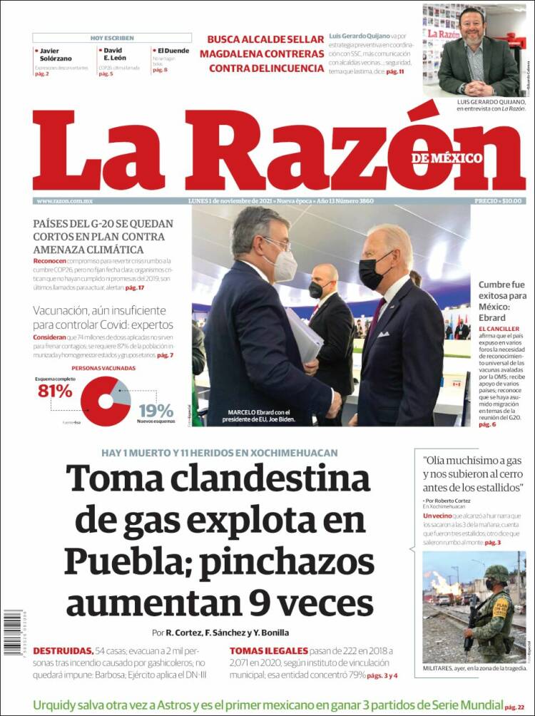 Portada de La Razón (México)