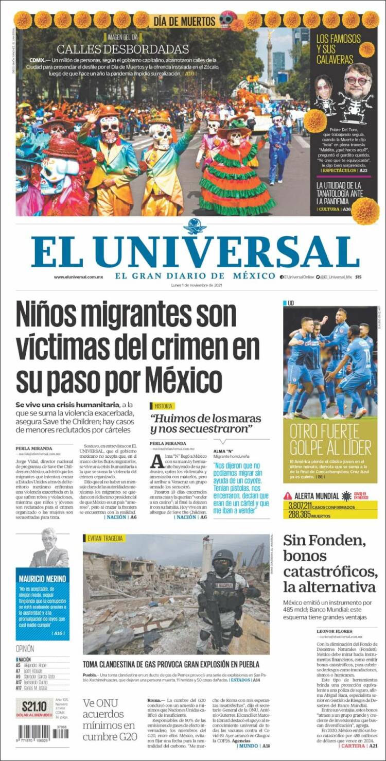 Portada de El Universal (México)