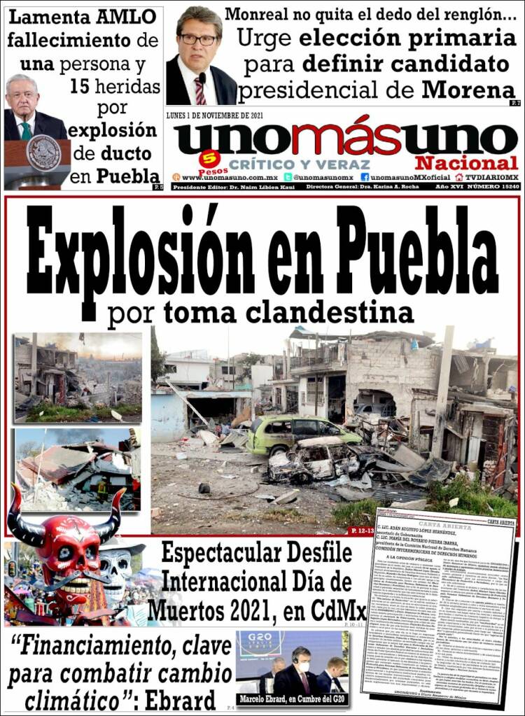 Portada de unomásuno (México)