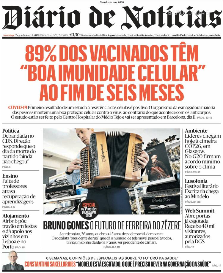 Portada de Diário de Noticias (Portugal)