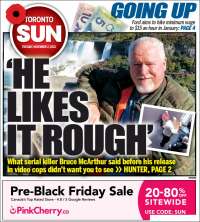 Portada de The Toronto Sun (Canada)