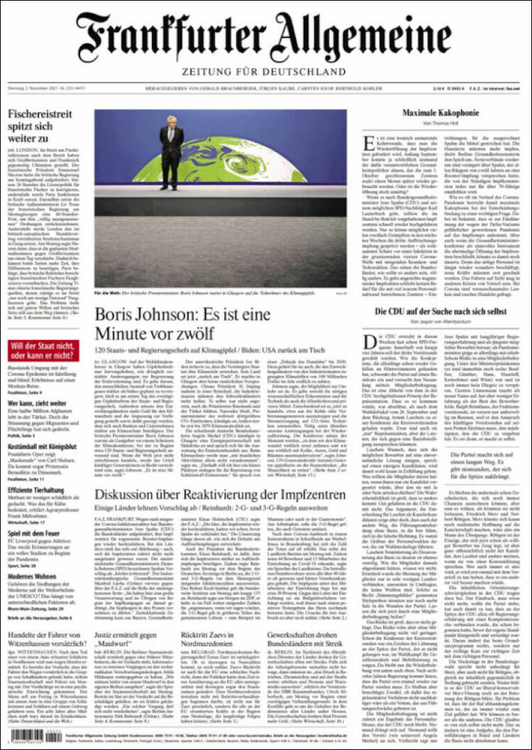 Portada de Frankfurter Allgemeine (Alemania)