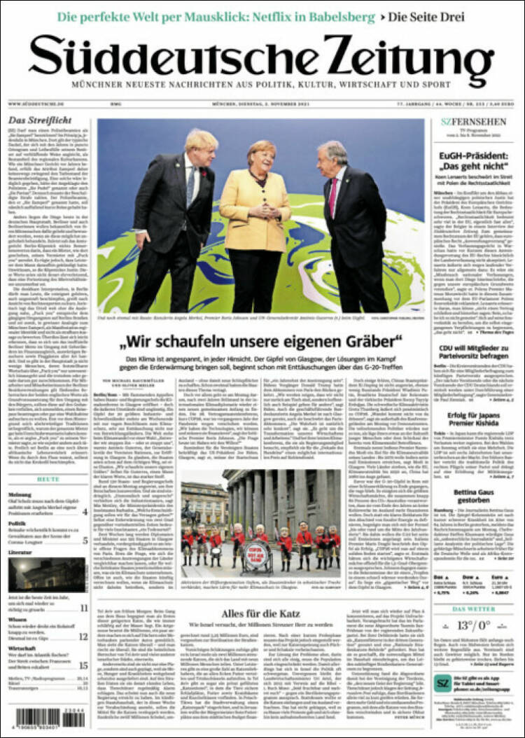 Portada de Sueddeutsche (Alemania)