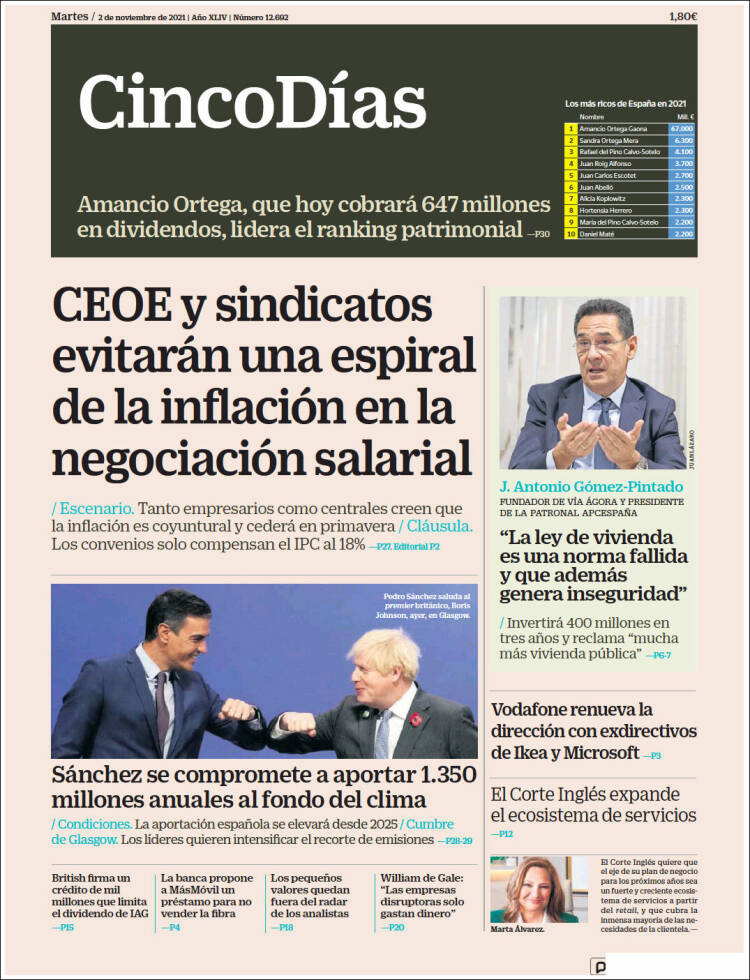 Portada de Cinco Días (Espa&ntilde;a)