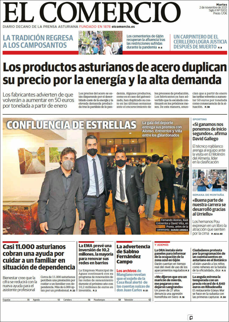 Portada de El Comercio - Gijón (España)