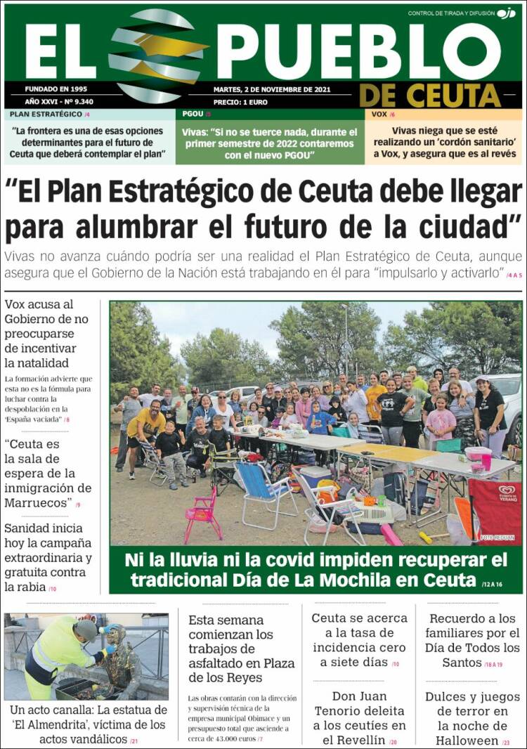 Portada de El Pueblo de Ceuta (España)