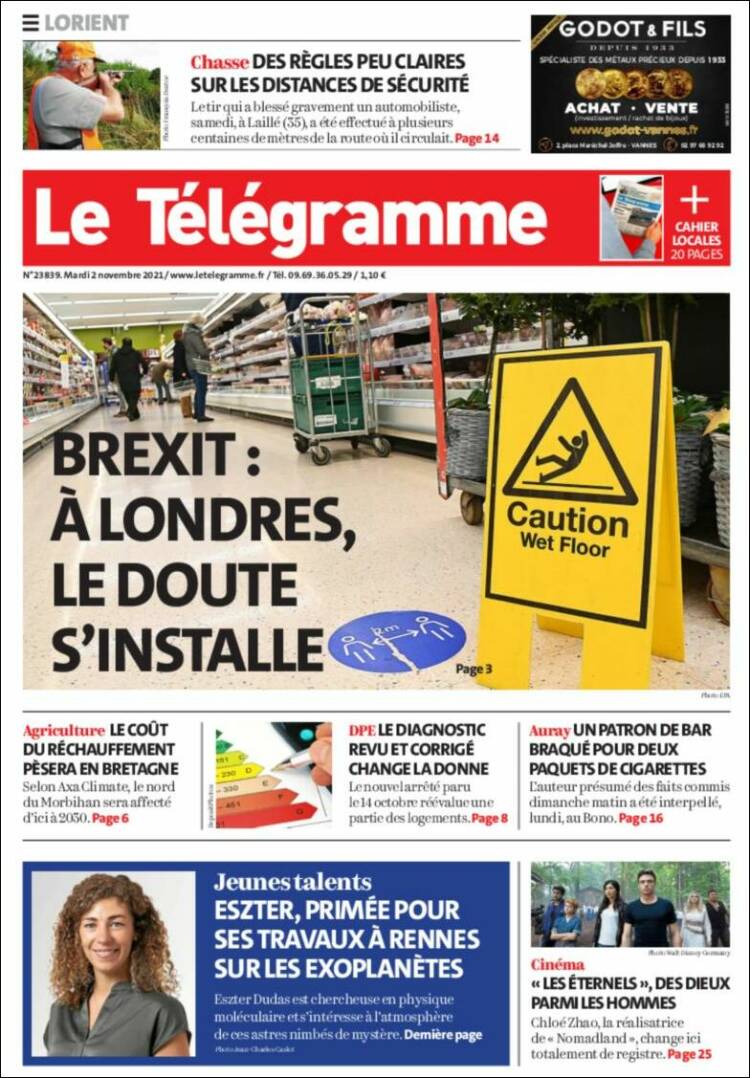 Portada de Télégramme (Francia)