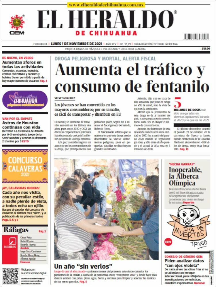 Portada de El Heraldo de Chihuahua (M&eacute;xico)