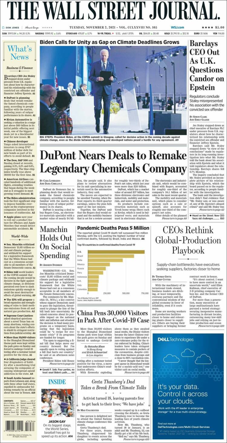 Portada de Wall Street Journal (USA)