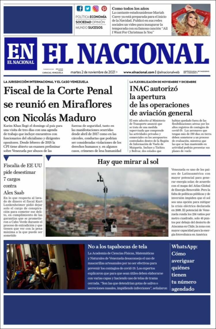 Portada de El Nacional (Venezuela)