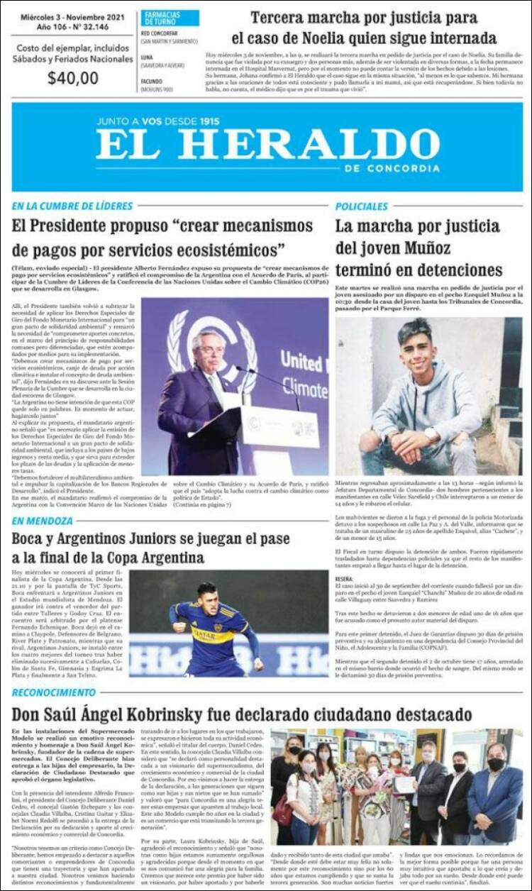 Portada de El Heraldo de Concordia (Argentina)