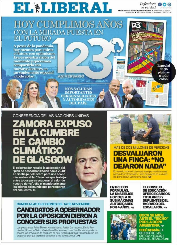 Portada de Diario El Liberal (Argentina)