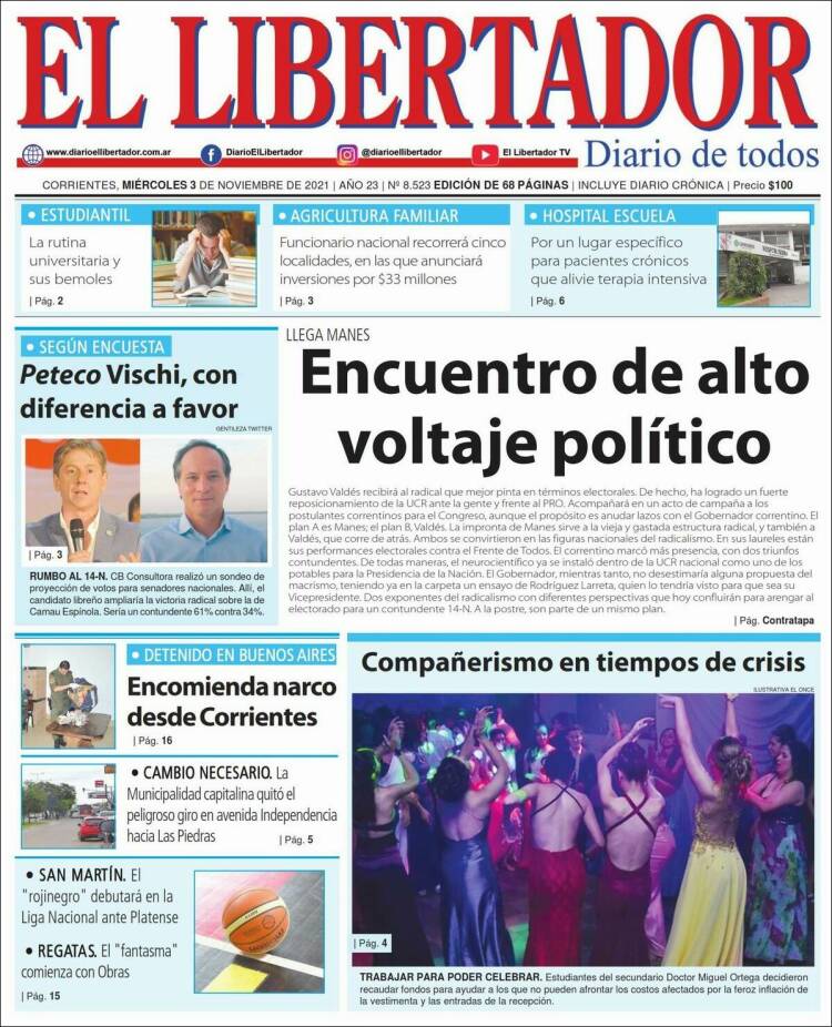 Portada de Diario El Libertador (Argentina)