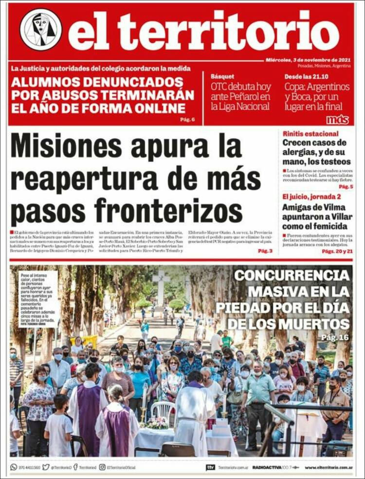 Portada de El Territorio (Argentina)