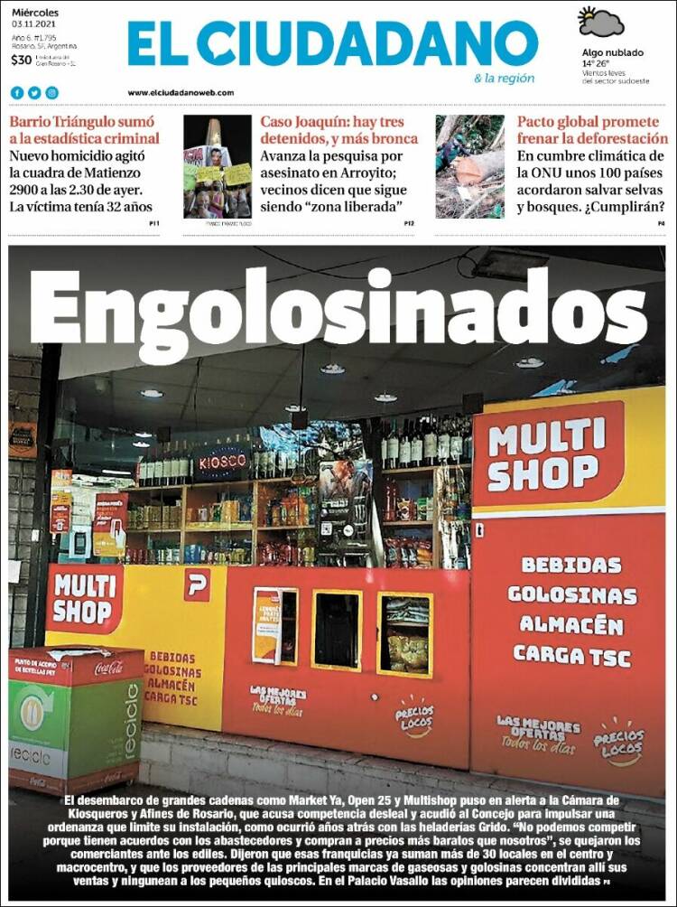 Portada de Diario El Ciudadano (Argentina)