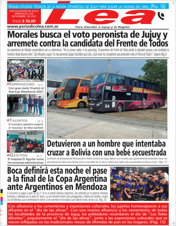Portada de Periódico Lea (Argentina)