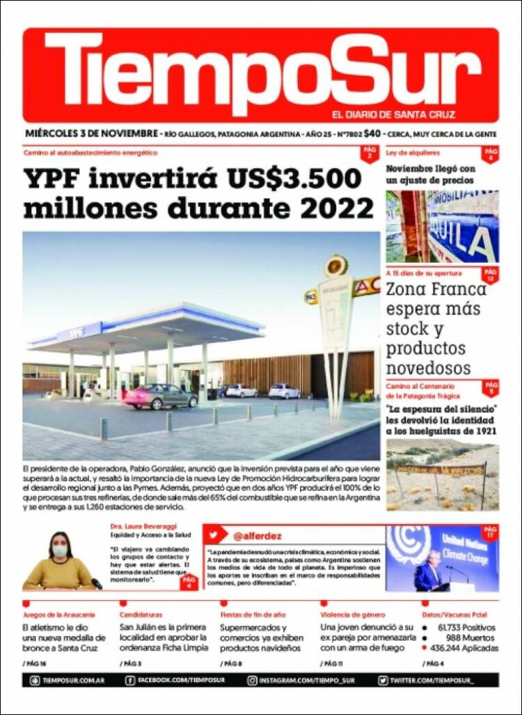 Portada de Tiempo Sur (Argentina)