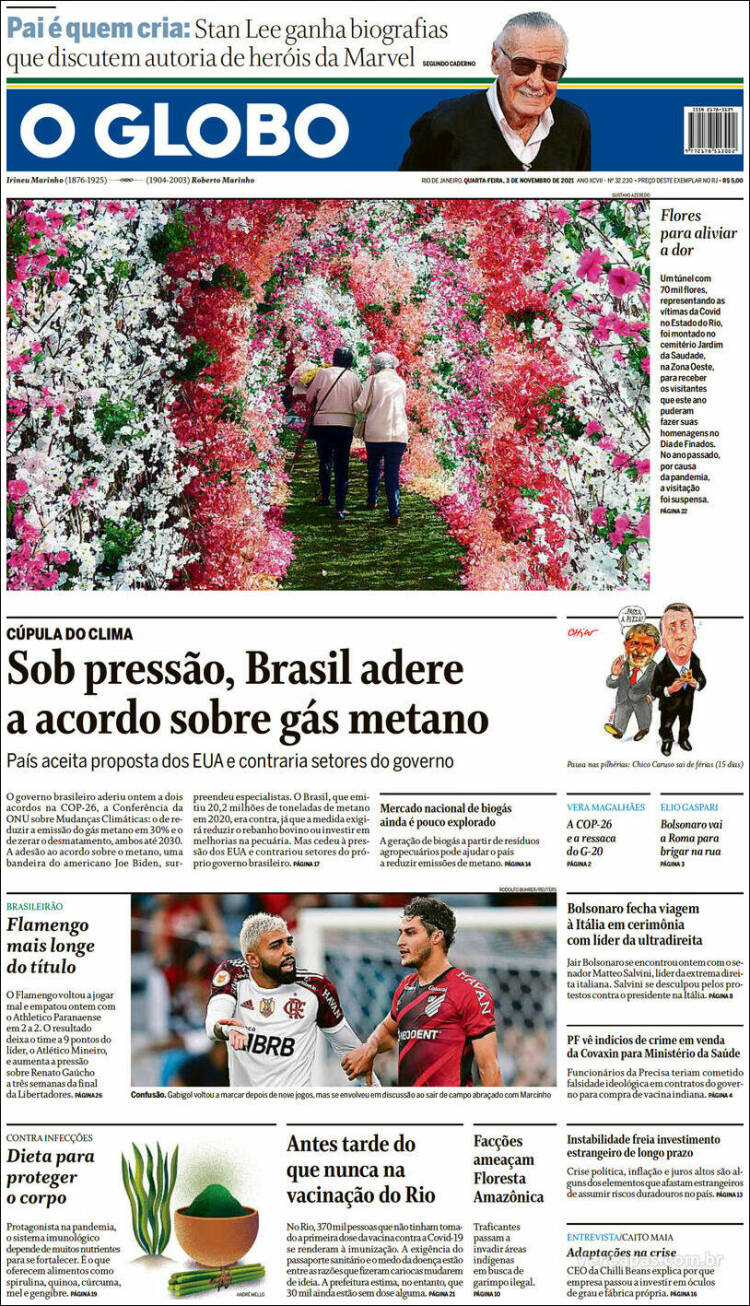 Portada de O Globo (Brasil)