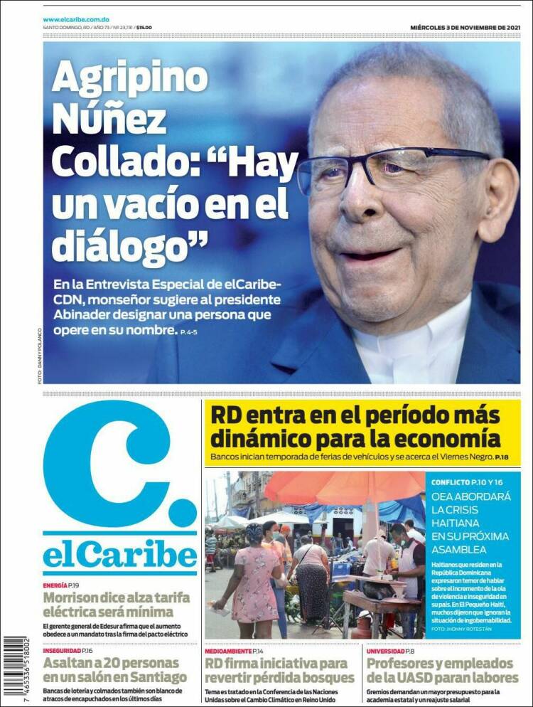 Portada de El Caribe (R. Dominicana)