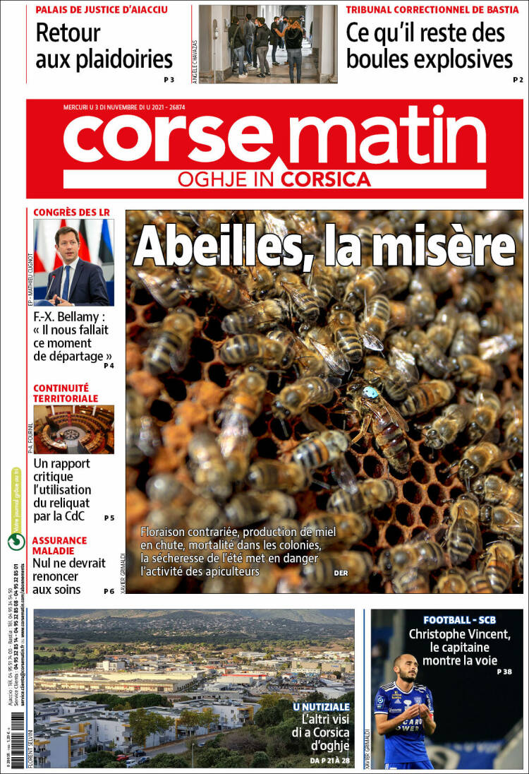 Portada de Corse-Matin (Francia)