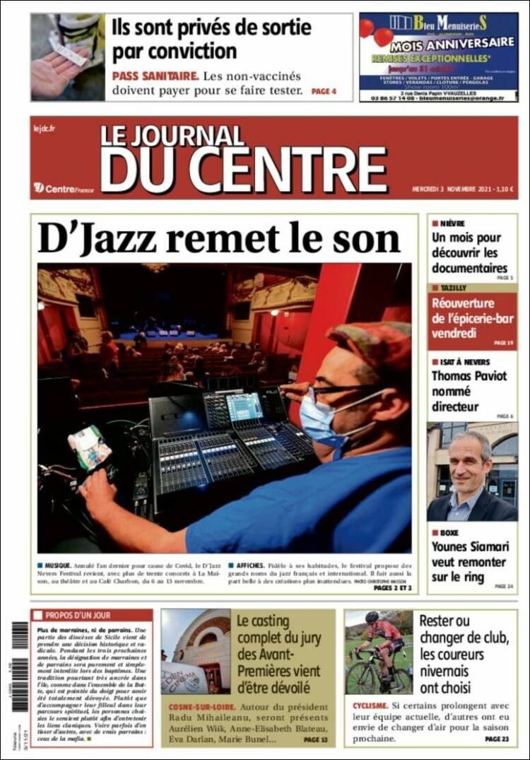 Portada de Le Journal du Centre (Francia)